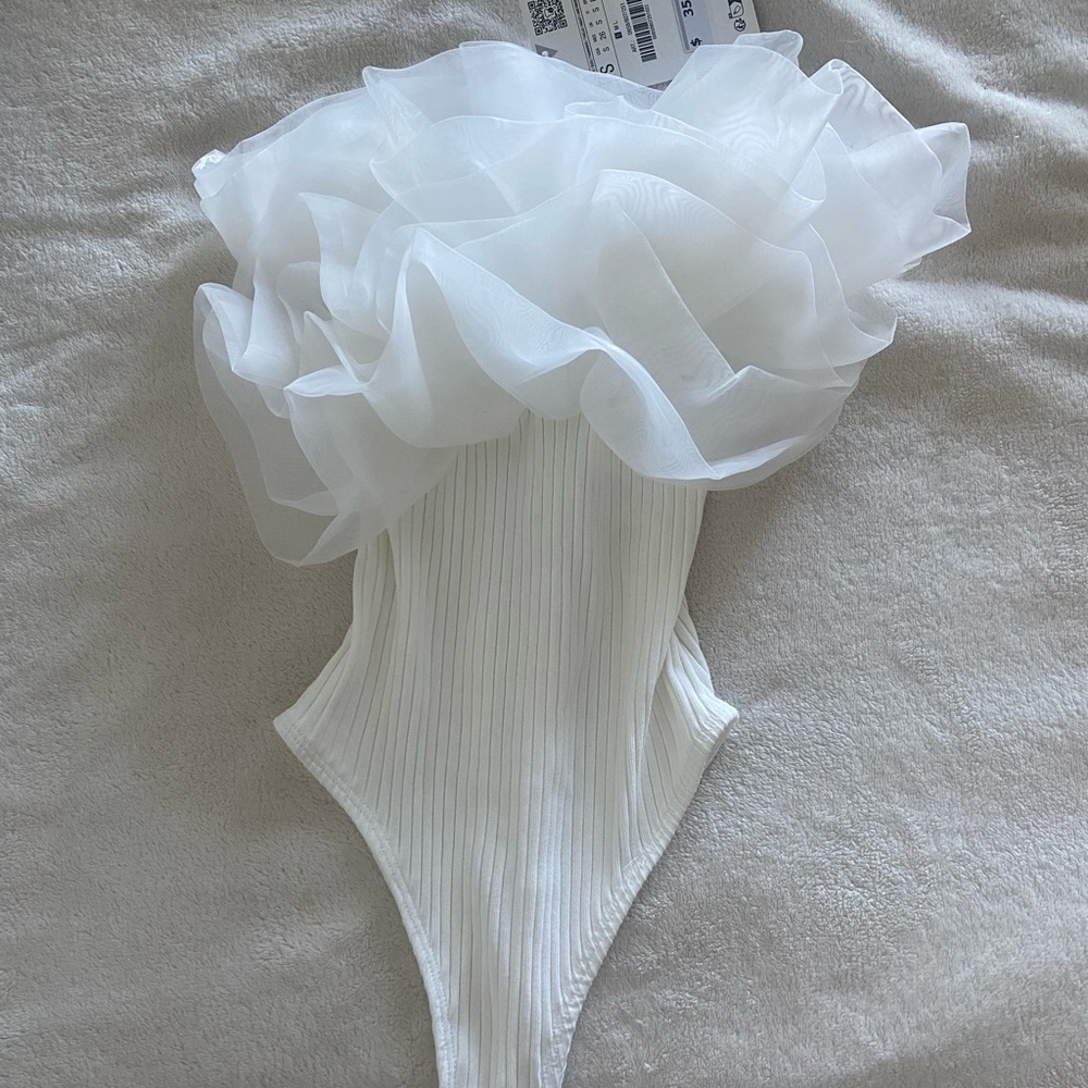 Zara organza white bodysuit